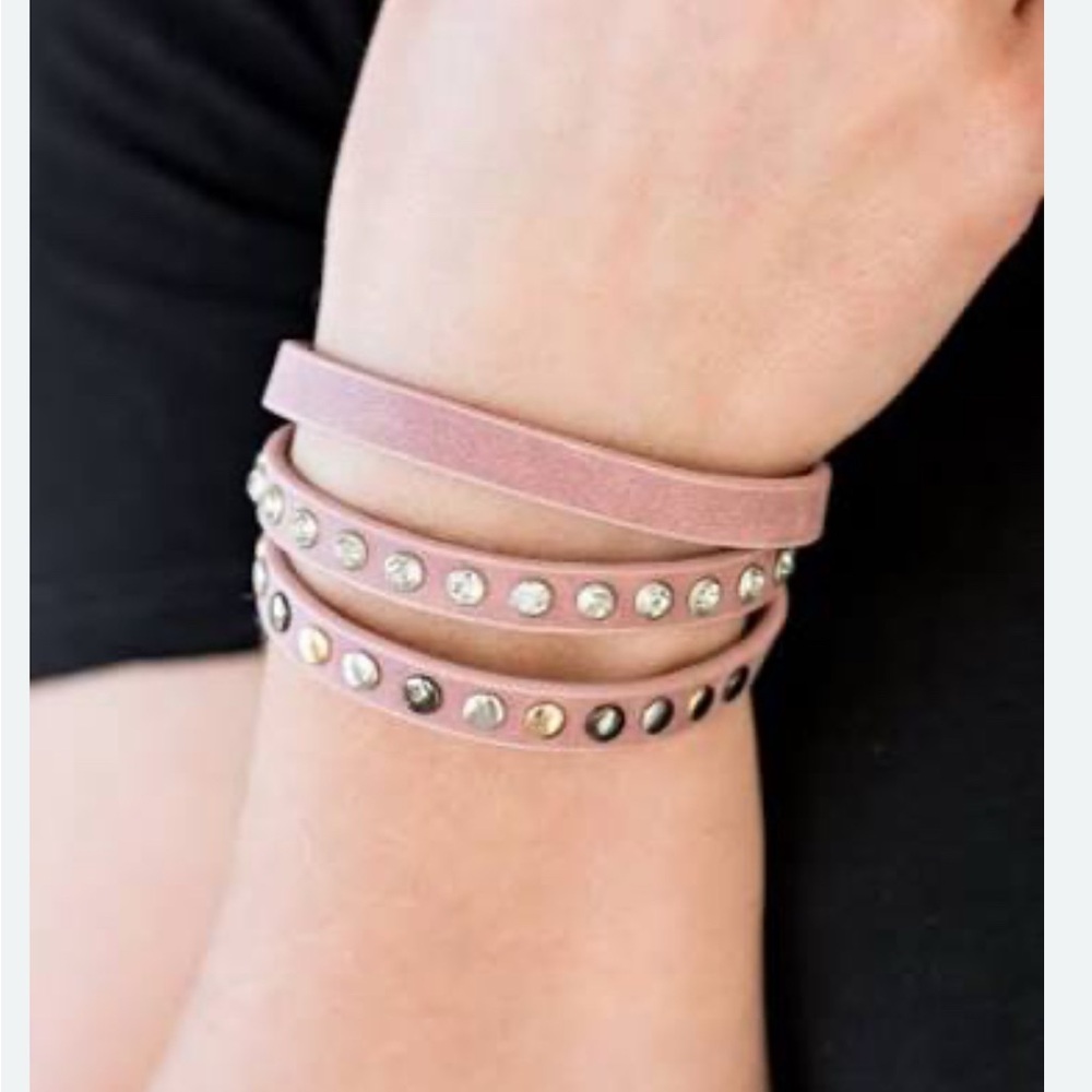 Paparazzi Pink Layered Wrap Bracelet with Silver Accents